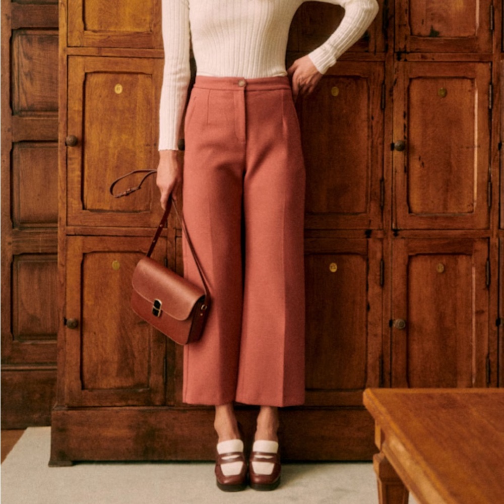Sezane Martin Crop Trousers - Wool Blend